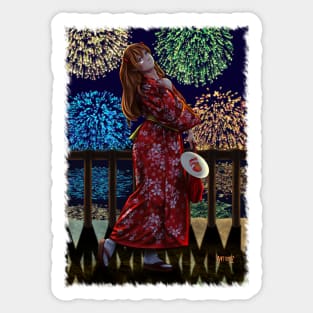 Asuka Kimono Background Jagged Sticker